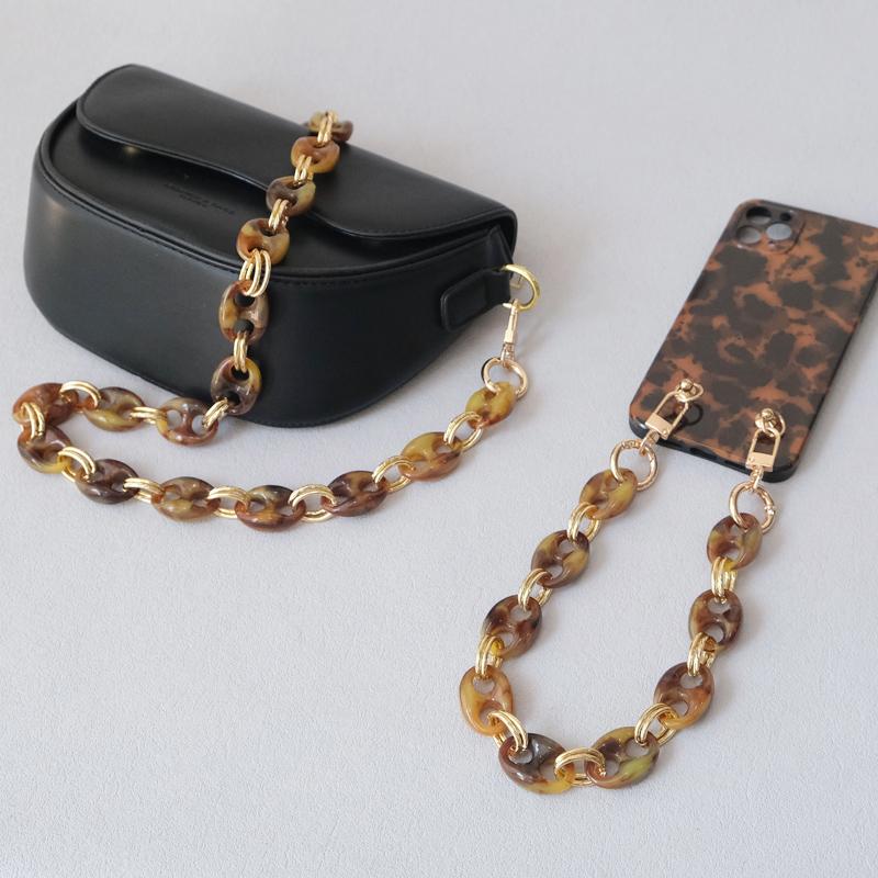 New Fashion Woman Bag Accessory Parts Leopard Candy Red Blue Acrylic Resin Metal Chain Strap Women Shoulder Crossbody Long Chain