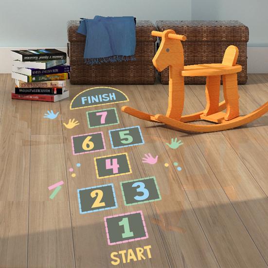 1 Set Hopscotch Game Floor Stickers Cartoon Waterproof Self-adhesive Gift Digital Jumping