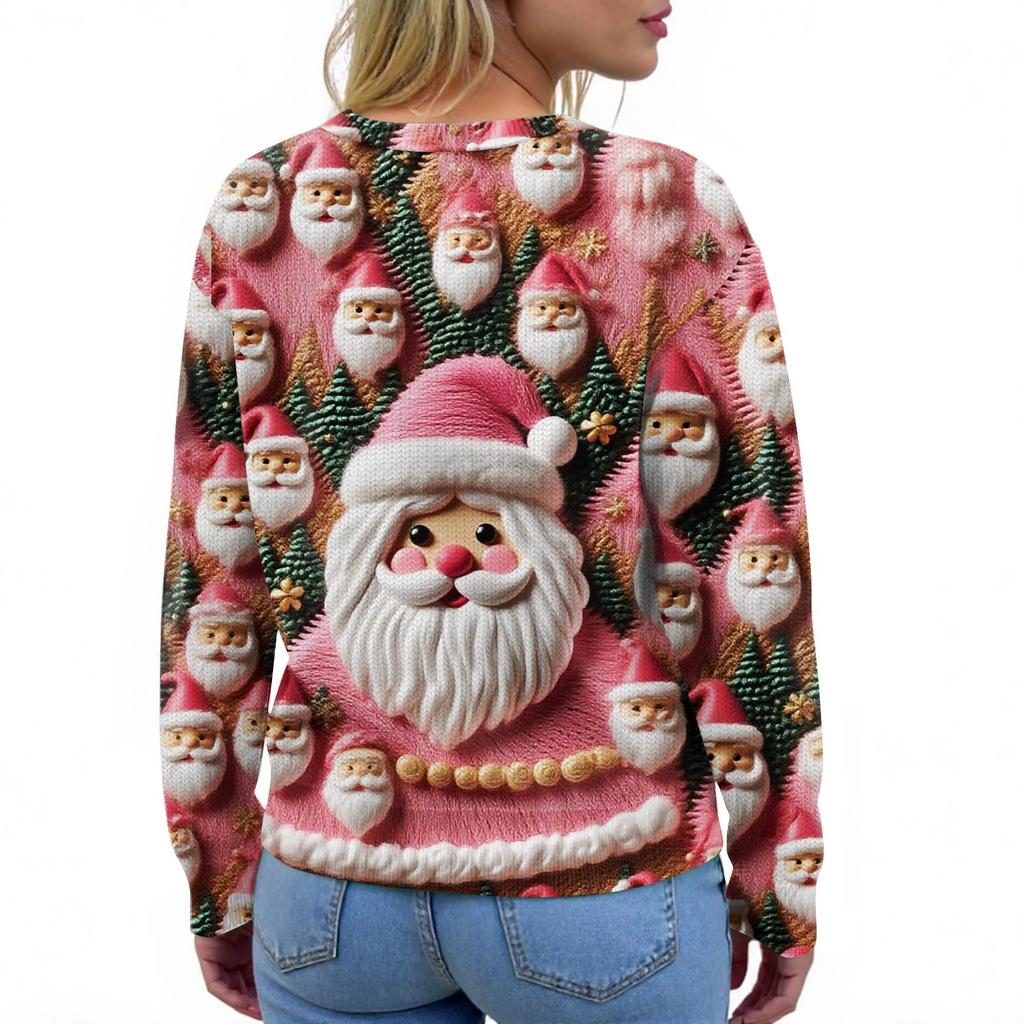 Suéter Navideño para Mujer Suéter Navideño Lindo Divertido Otoño e Invierno Manga Larga Suéter de Punto