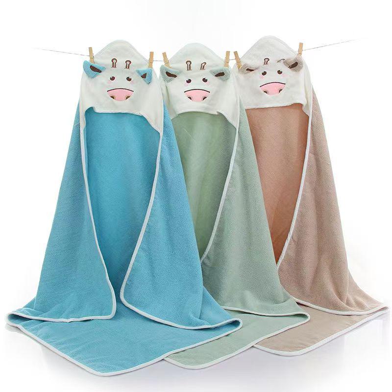 Soft Hooded Cotton Baby Cape Towel - Thick, Absorbent, & Cute Cartoon Design