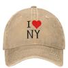 I Love Ny New York Washed Baseball Cap Street Style Hip Hop Dad Hats Summer Men Women Outdoor Sun Sun-Proof Baseball Caps