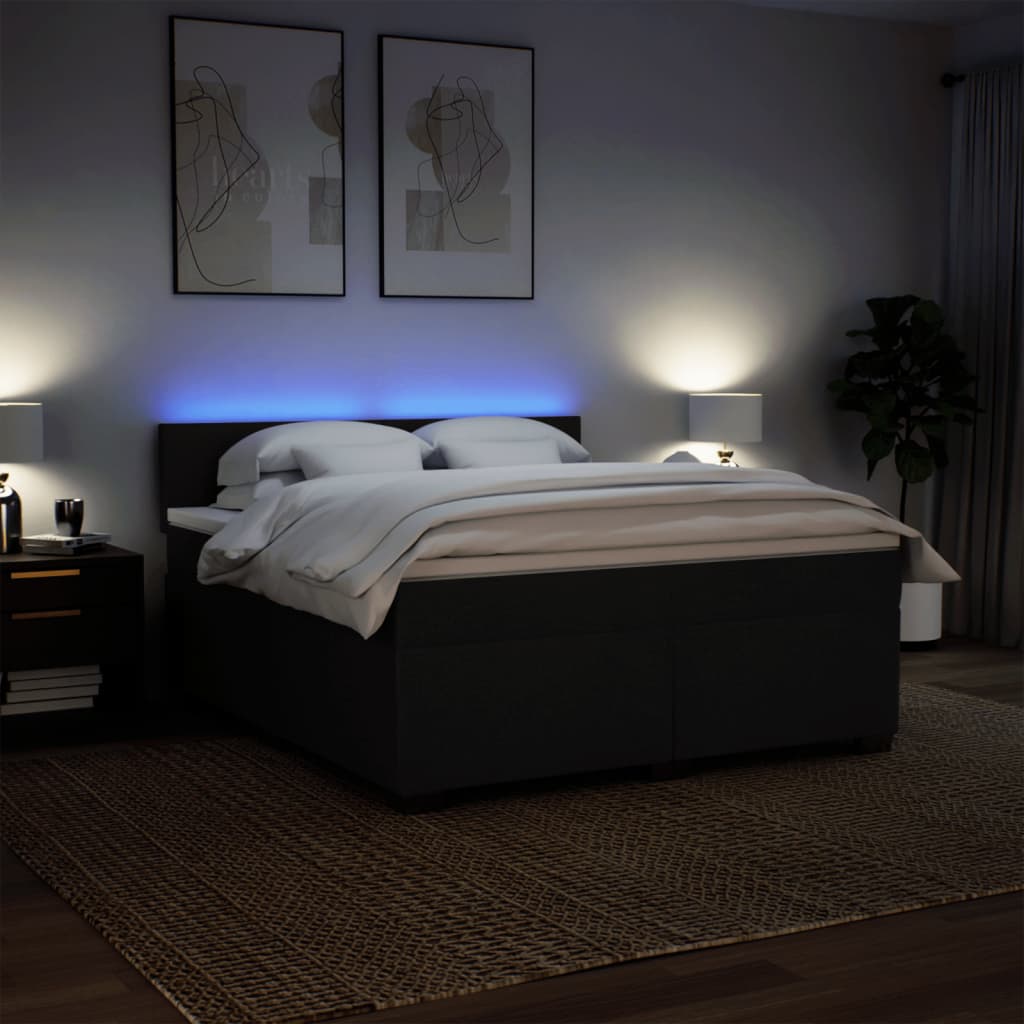 Box Spring Bed with Mattress Black 180 x 200 cm Fabric