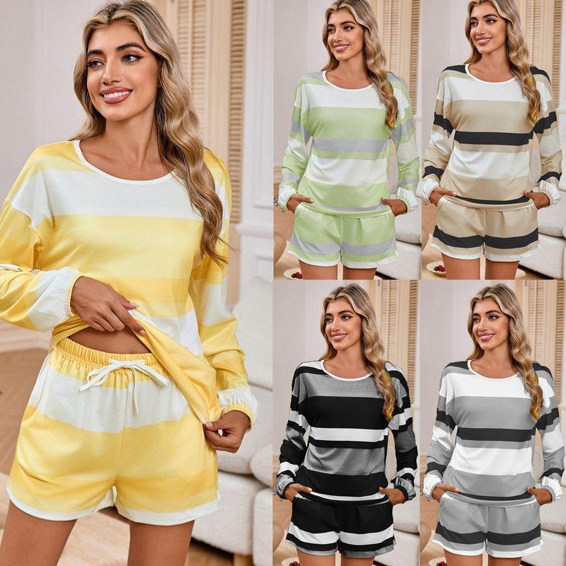 

2025 Striped Top Casual Suit Loose plus Size Women Clothing Grey L