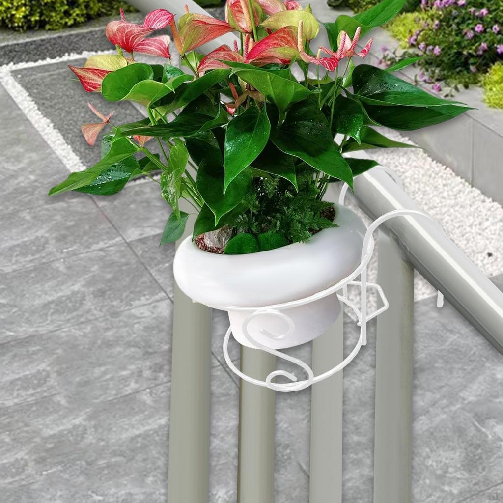 Hanging Planters Basket Metal Pot Plant Holder with Hook Over The Rail Flower