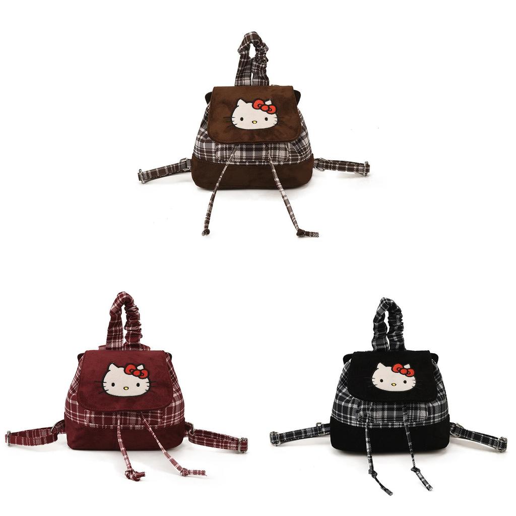 Hello Kitty Retro PU Doppel-Schulterrucksack für den täglichen Weg zur Arbeit und Reisen