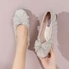 Flat-bottomed pearl bow single shoes women's new temperament soft-soled lazy one-pedal ladyshoes
