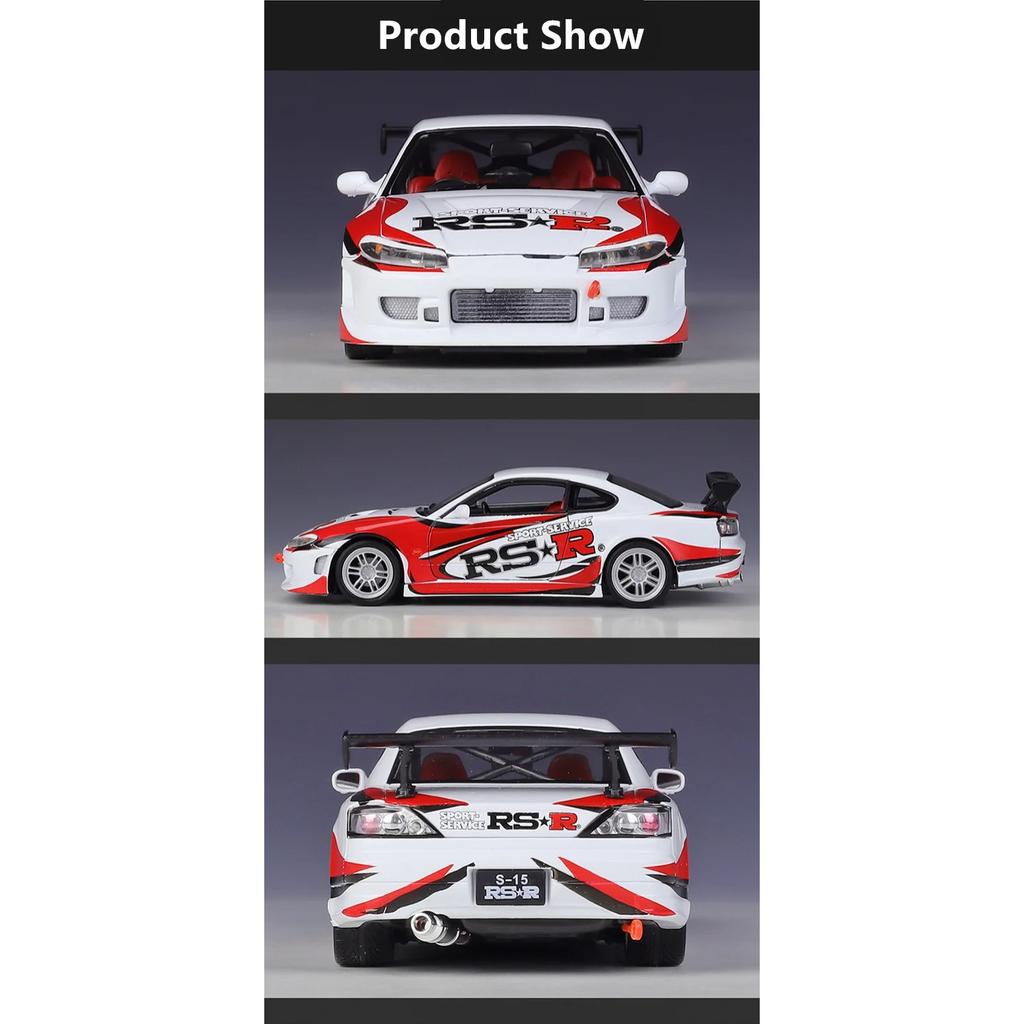 Welly 1/24 Nissan Silvia S15 RSR Alloy Sports Car Model Diecasts Metal Track Racing Car Vehicles Model Simulation Kids Toys Gift