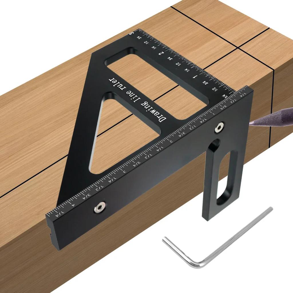 3D Multi-Angle Miter Triangle Ruler,45/90 Degree Aluminum Woodworking Square Protractor,High Precision Layout Measuring Tool