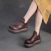 Fashion GKTINOO 2025 Autumn New Genuine Leather Thick Soled Ankle Boots Retro Round Toe Height Increasing Women's Platform Shoes