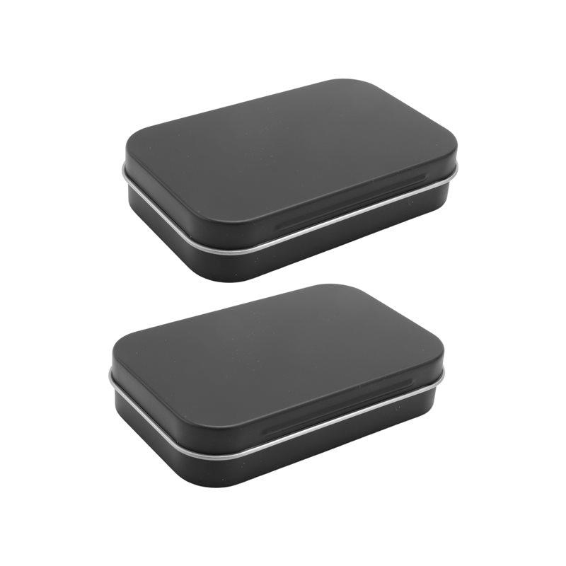Practical-2 PCS Small Storage Box With Lid Rectangular Small Tin Boxes Metal Box With Lid Small Tin Box For Home Storage чёрный