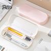 Compartment Pencil Holder Large Capacity Case with Compartments, Macaron Color Plastic Stationery Storage School Box, Portable Student Pen Bag