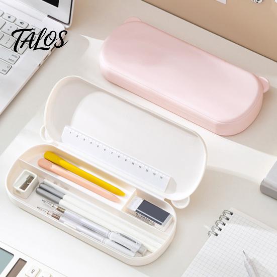 Astuccio con Scomparti, Custodia ad Alta Capacità con Scomparti, Colore Macaron, Custodia in Plastica per Cancelleria, Scatola Scolastica, Portapenne Portatile per Studenti
