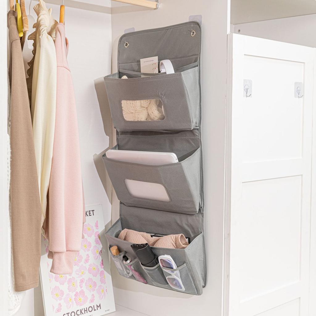 Borsa da Appendere a Parete a Strati Multipli per Oggetti Vari con Ganci Gratuiti Resistente Pieghevole 2/3 Strati Salvaspazio Organizzatore per Armadio di Dormitorio Camera da Letto