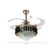 Modern Crystal LED Ceiling Fan Chandelier 42" Retractable Blades Remote Control 3-Speed Lighting Pendant Lights