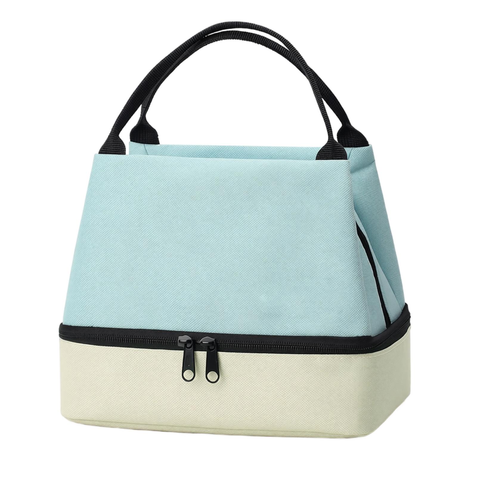 BRIVILAS Color Block Double Layer Portable Lunch Bag One Size