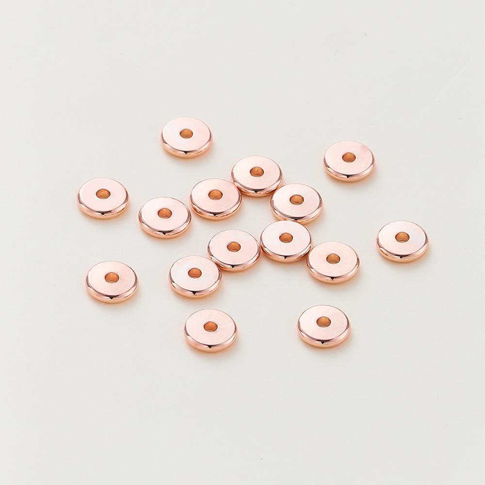 

10-50pcs 14K/18K Gold Color Plated Brass 3-12mm Round Spacer Beads Flat Bracelet Beads for DIY Jewelry Findings Accessories 3mm x 30Pcs