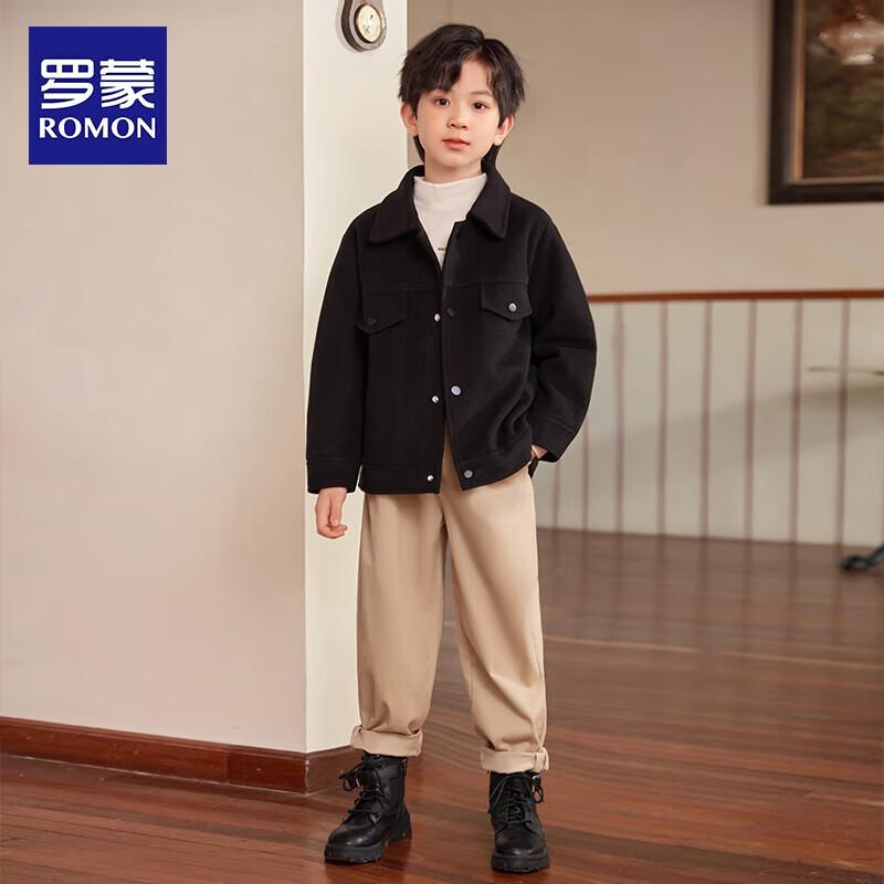 Luomeng Boy s Wool Blend Short Winter Jacket 140
