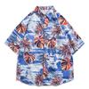 Herren Hawaiihemd Reversknopf Modedruck Kurzarm Blumenhemd Retro Sommerurlaub Strandhemd