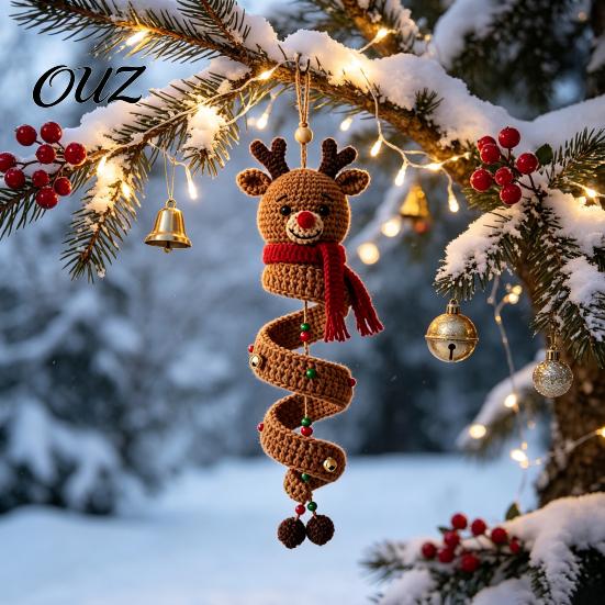 DIY Spiral Ornament Craft Christmas Crochet Kit, 3D Reindeer Hanging with Beginner Supplies Yarn And Beads, Seasonal Handmade Decoration for