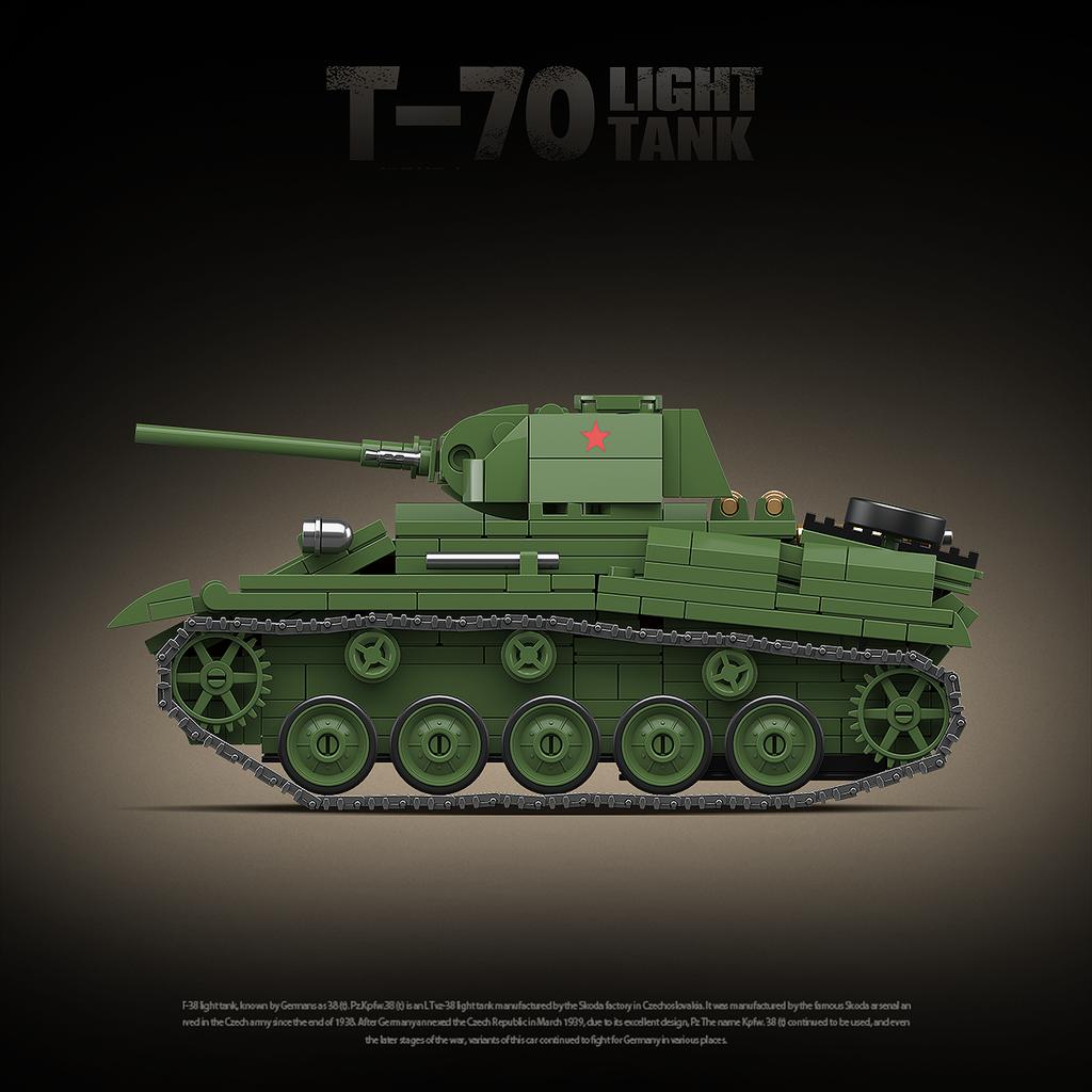Andre verdenskrig WW2 Hær Militær Soldater SWAT T-70 Lett stridsvogn BT-7 Lett kavaleri stridsvogn Modell Byggeklosser Klosser Leker for barn