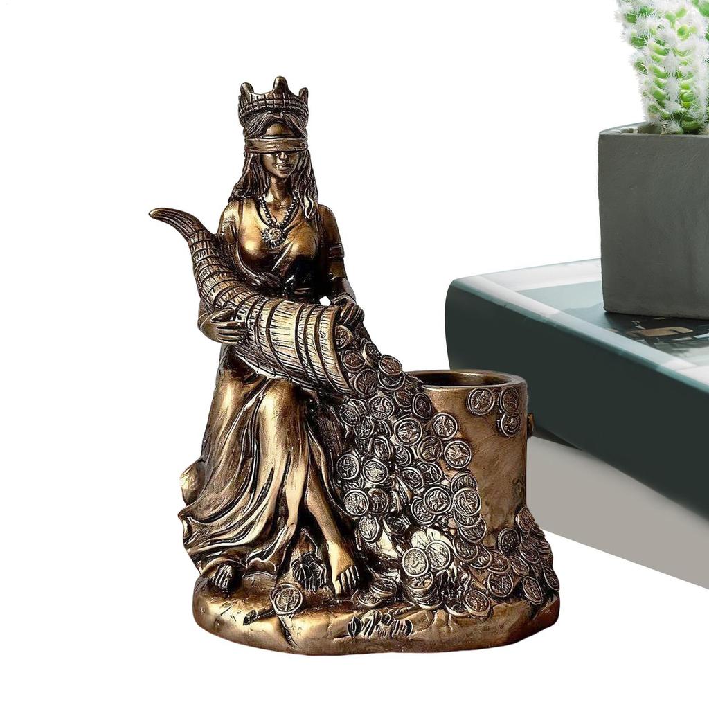 Wealth Goddess Greek Angel Ornament Resin Fortune Goddess Statue Decoration Figurine Pen Holder For Home Office Studio