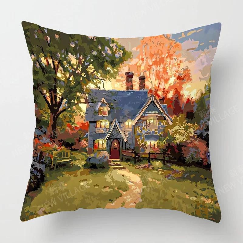 Heim Wohnzimmer Dekoration Kissenbezüge Vintage Ölmalerei Stil Wurfkissenbezug 45*45 Kissenbezug 40x40cm 50x50 45x45