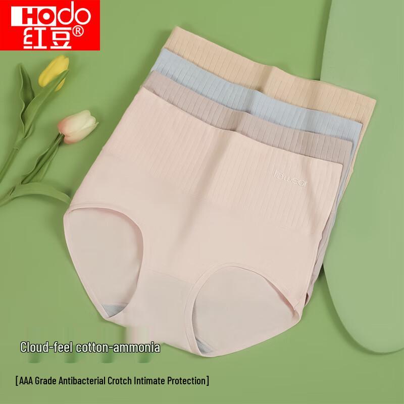 Hongdou Women's Antibacterial High-Waist Tummy Control Briefs 4-Pack
