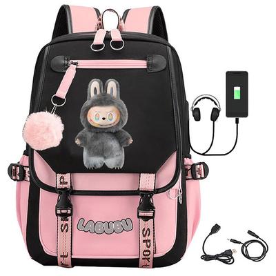 2025 New Labubu 3.0 Peripheral Printed Backpack Schoolbag Student Campus Backpack