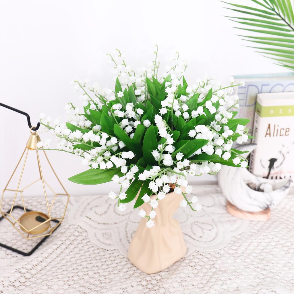 Lily of The Valley Plastic Flowers Wedding Bouquet Garden Artificial Bellflower Home Vase Table Party DIY Room Decor Arrangement