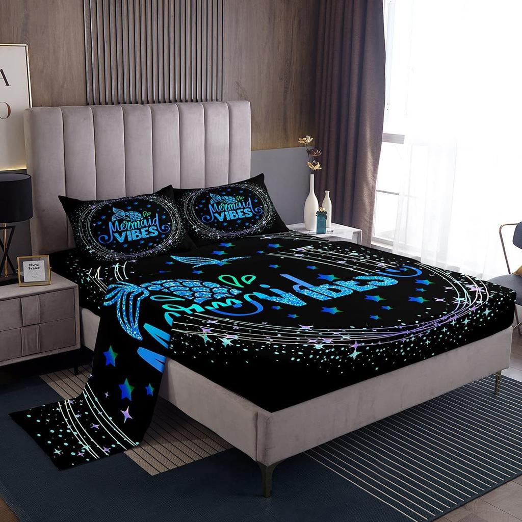 Space Planet Pattern Mattress Four-piece Bedding Set Bedroom Dormitory Bedding Decoration