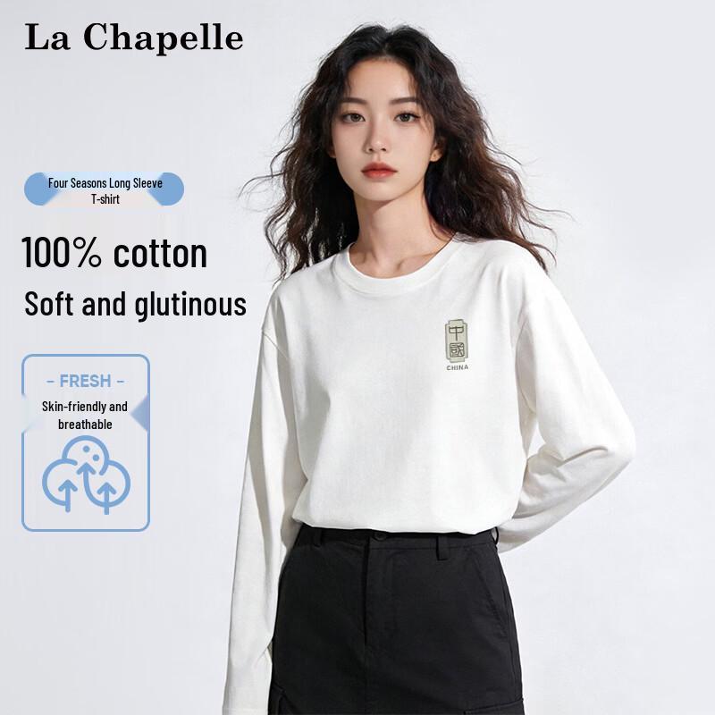 

La Chapelle Women s Artsy Print Loose Fit Cotton Long-Sleeve T-Shirt XL