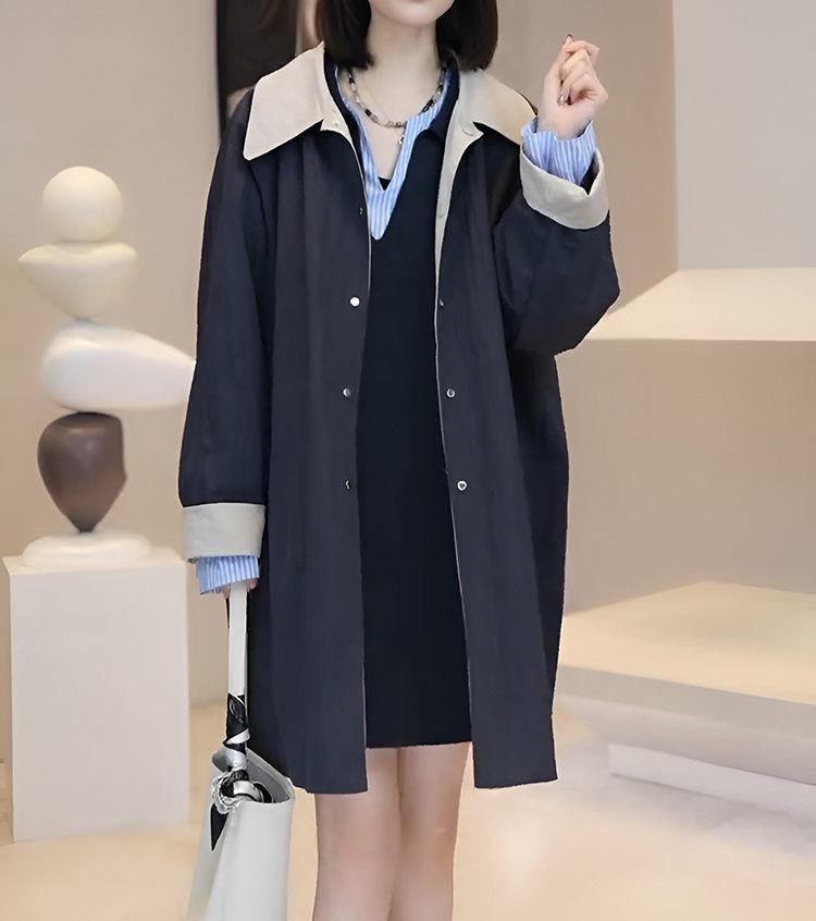 

Женский тренч средней длины в корейском стиле на осень 2025 года - модная повседневная куртка для работы Medium