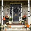 Hallow Artificial Black Rattan Maple Leaf Vine Halloween Wall Hanging Maple Leaf Vines Leaf Rose Indoor Garland Fake Flower