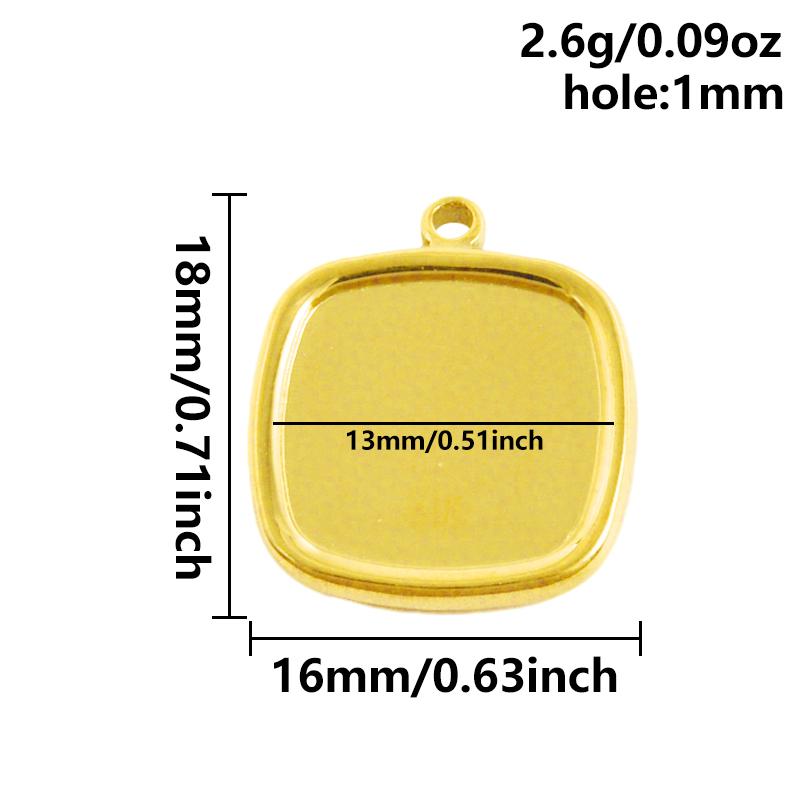 6 Stück Herz Quadrat Wassertropfen Oval Cabochon Basis Fassung Anhänger Edelstahl Charms Für Schmuckherstellung Großhandel DIY Materialien