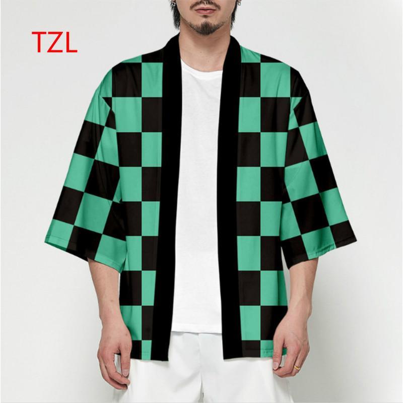 Capa de cosplay Haori Anime Demon Slayer's Blade Kimono Kilamon Tanjirou Nidou con el mismo estilo