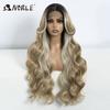Noble Synthetic Lace Front Wigs For Women 30" Long Body Wave Lace Wig Ombre Brown Blonde Highlight  Heat Resistant Cosplay Wigs