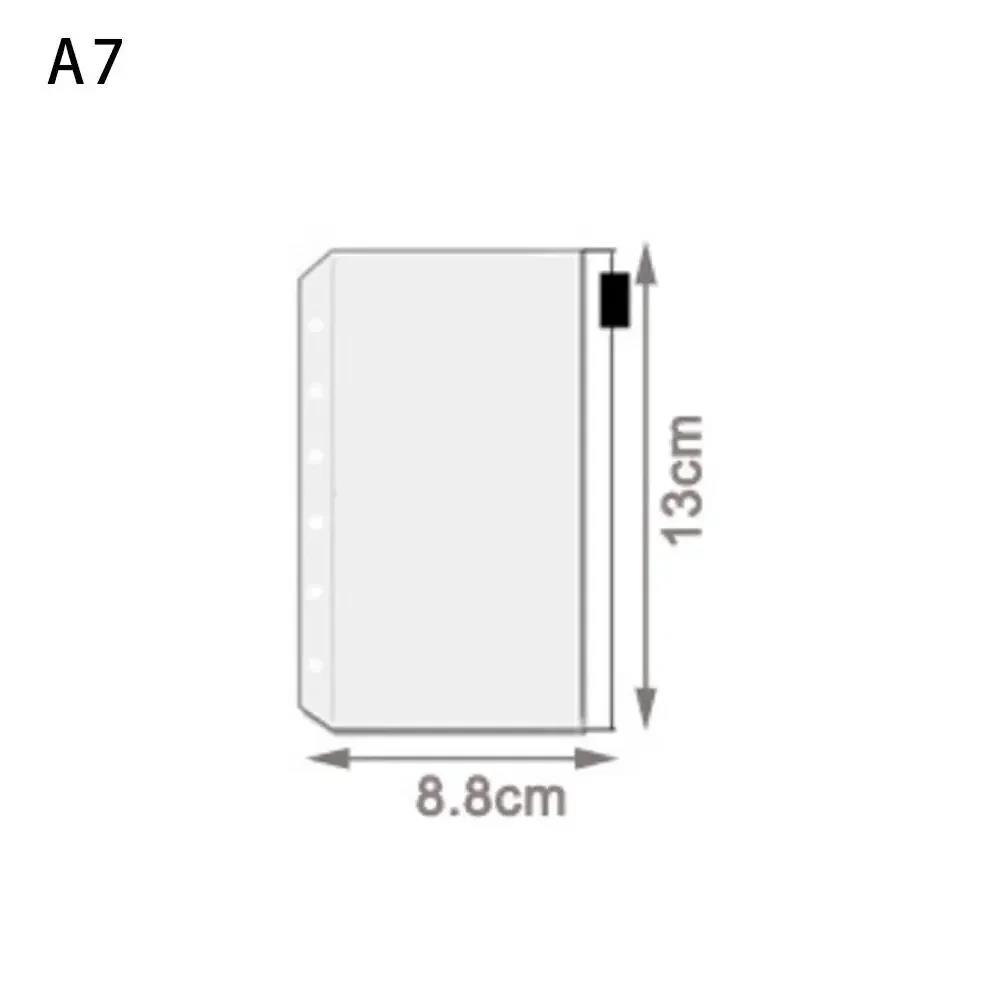 10Pcs A5 A6 A7 Binder Pocket Folders with Zipper for Notebook Waterproof PVC Document Filing Bag 6 Ring Notebook Divider