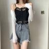 White Lace Knit Camisole Vest for Women Perfect for Outerwear and Innerwear with A Base and Short Strapless Top