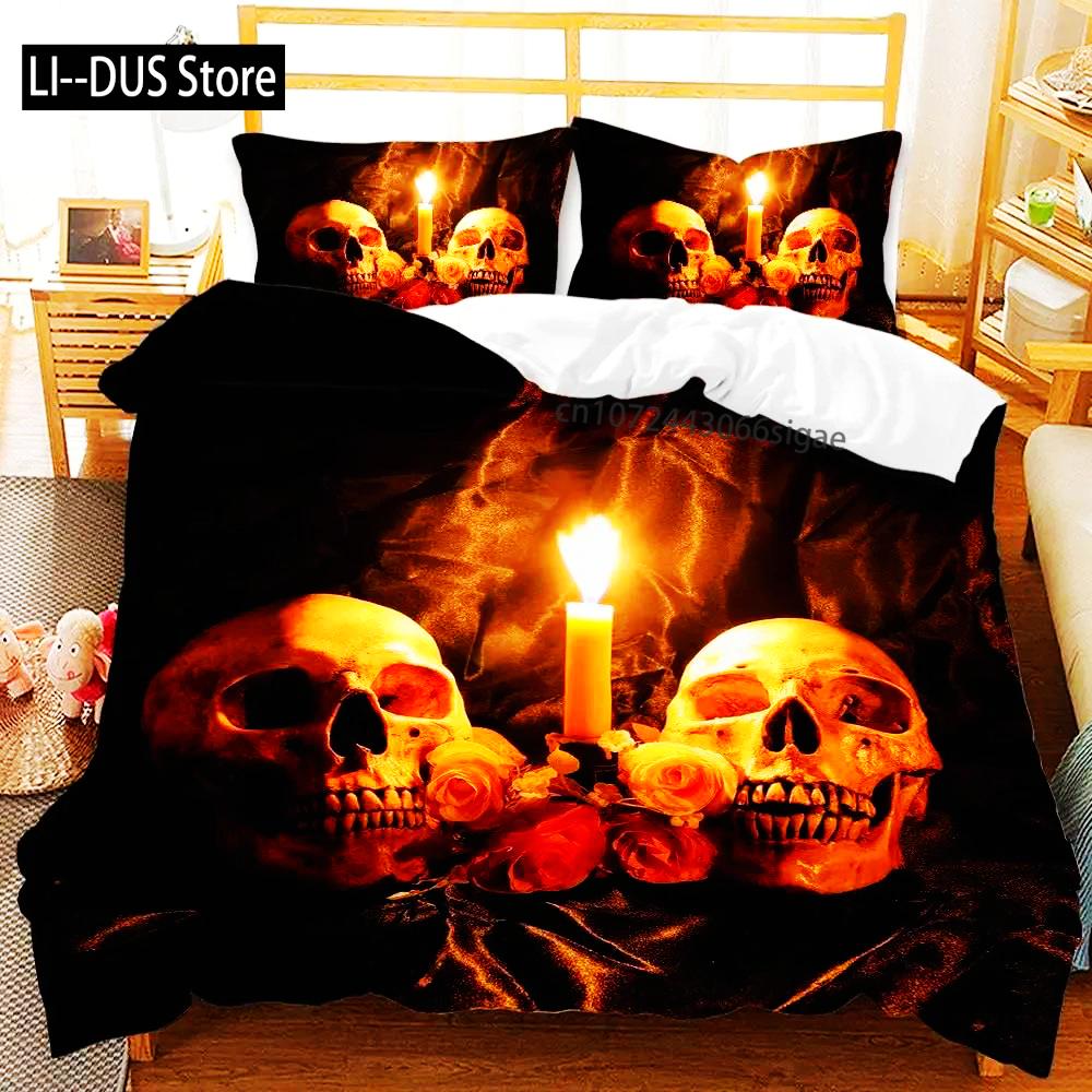 

Comforter 3D Sugar Skull Comforter Set Twin Size Flowers Print Bedding Set Black Microfiber Polyester Comforter (quilt)-EU Single(135*200cm)3pcs