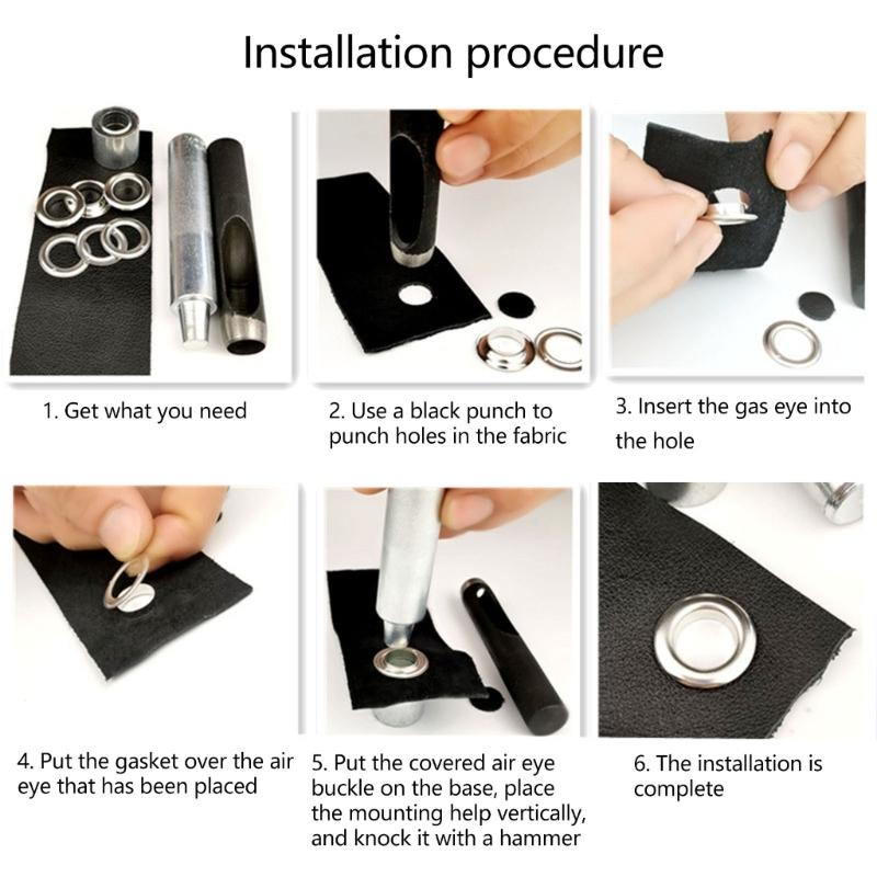 100 Set Grommets Tool Kits 12mm Grommets Eyelets with Setting Tool and Storage Box for Fabric Curtains Leather Clothes