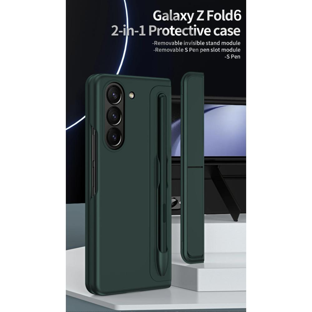 For Samsung Galaxy Z Fold 6 5 4 3 Case Removable Pen Holder Invisible Bracket Kickstand Hard PC Matte Cover with Touch Pen with Stand Holder