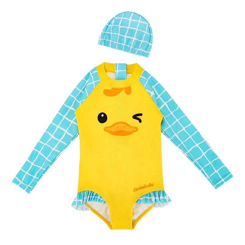 Swimbobo Girls Long Sleeve Sun Protection One-Piece Swimsuit 90