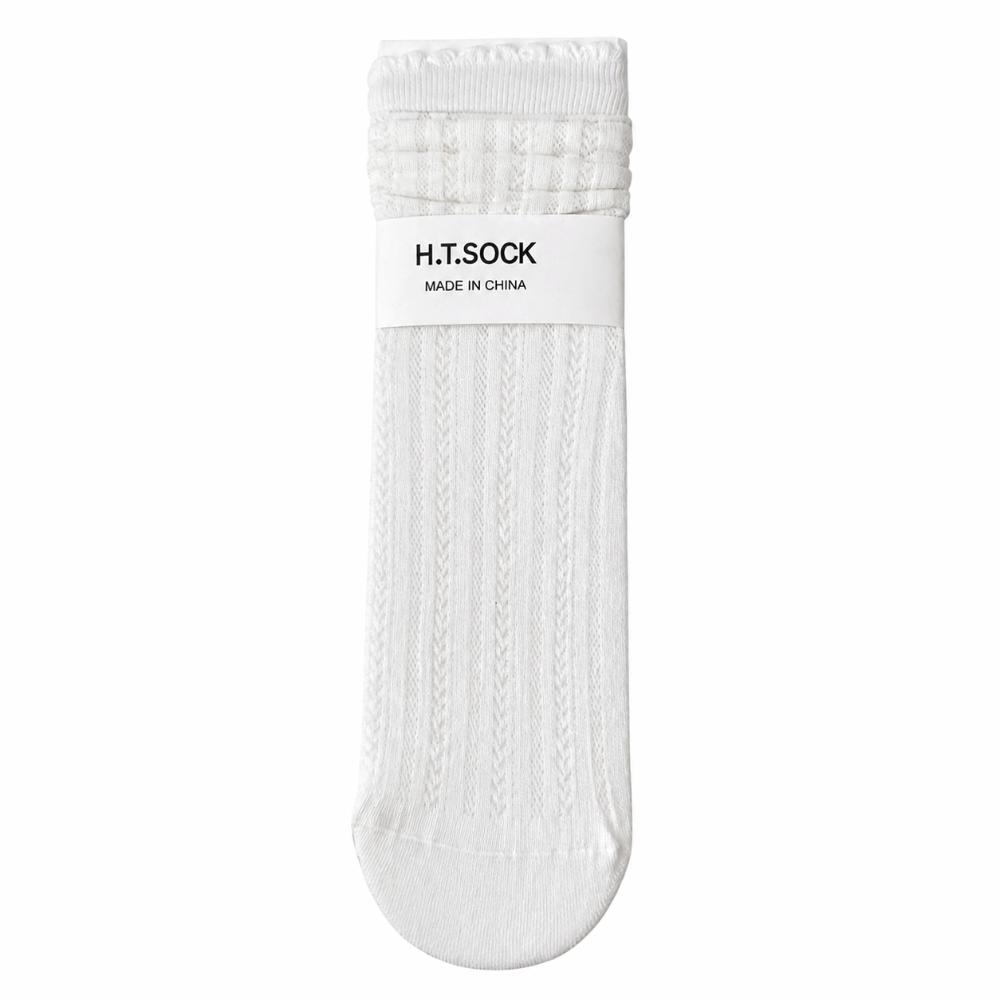 1Pair Ruffle Spring Summer Socks Solid Color Lace Socks Sweet Middle Tube Socks Women Girls