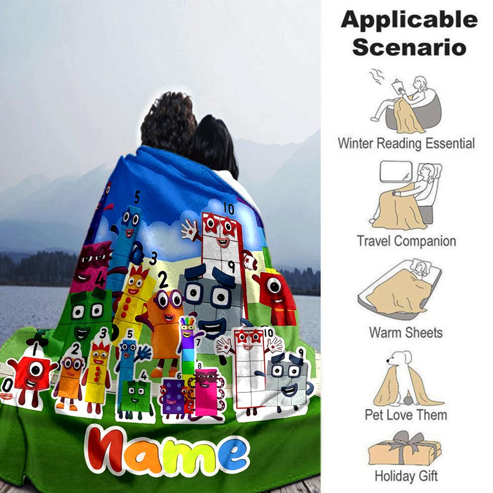 Customiz Name Personality Numberblocks Blanket Soft &Warm Sofa Office Bed Travel Lunch Break Blanket, Gift Suitable All Seasons