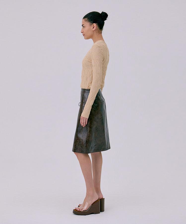 WNDERKAMMER Midi Leather Skirt_Brown