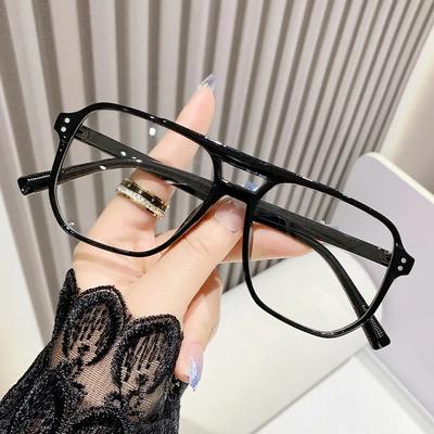 Anti-Blaulicht-Brille für Damen Herren Doppelstrahl Großes Gestell Quadratisch Universell Optisch Computerbrille