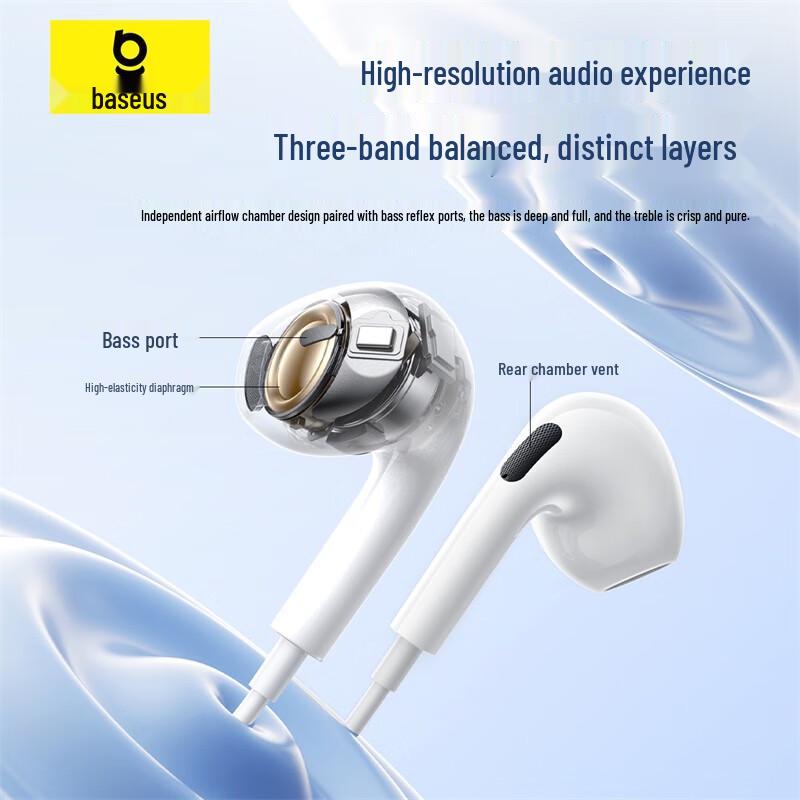 Baseus Auricolari Cablati CZ19 Half-in-Ear con Tipo-C