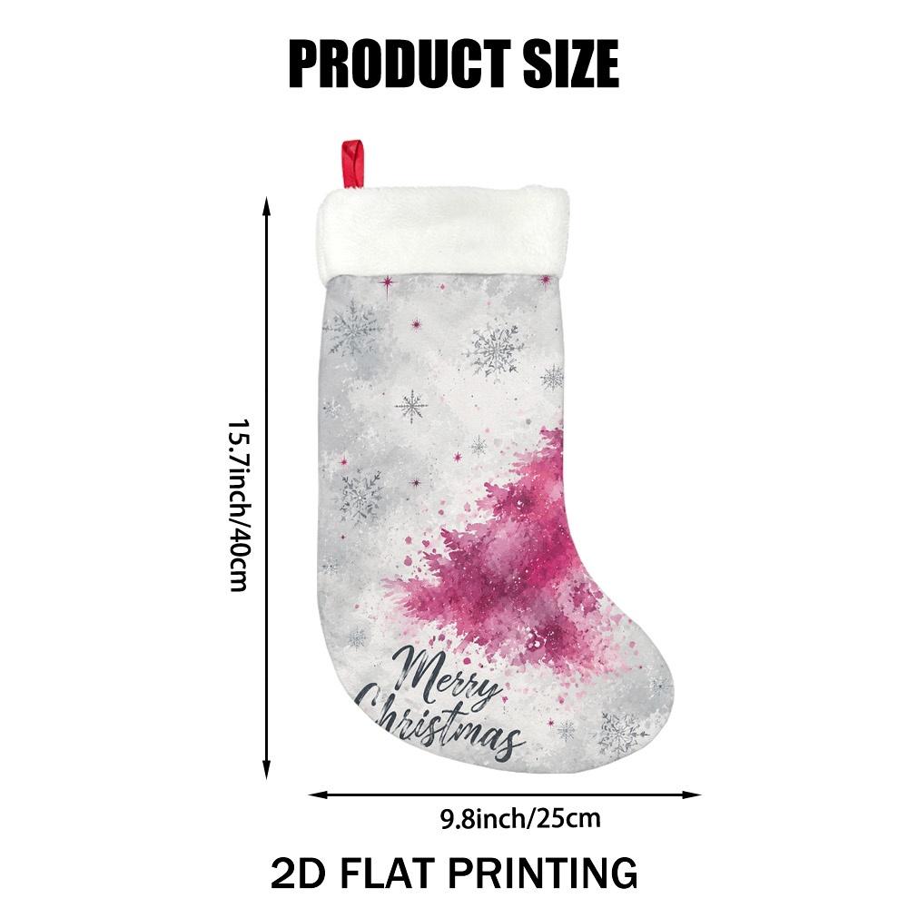 Christmas decoration fireplace hanging stocking2D Flat Printing 1pc Christmas Pink Snowflake Christmas Stockin