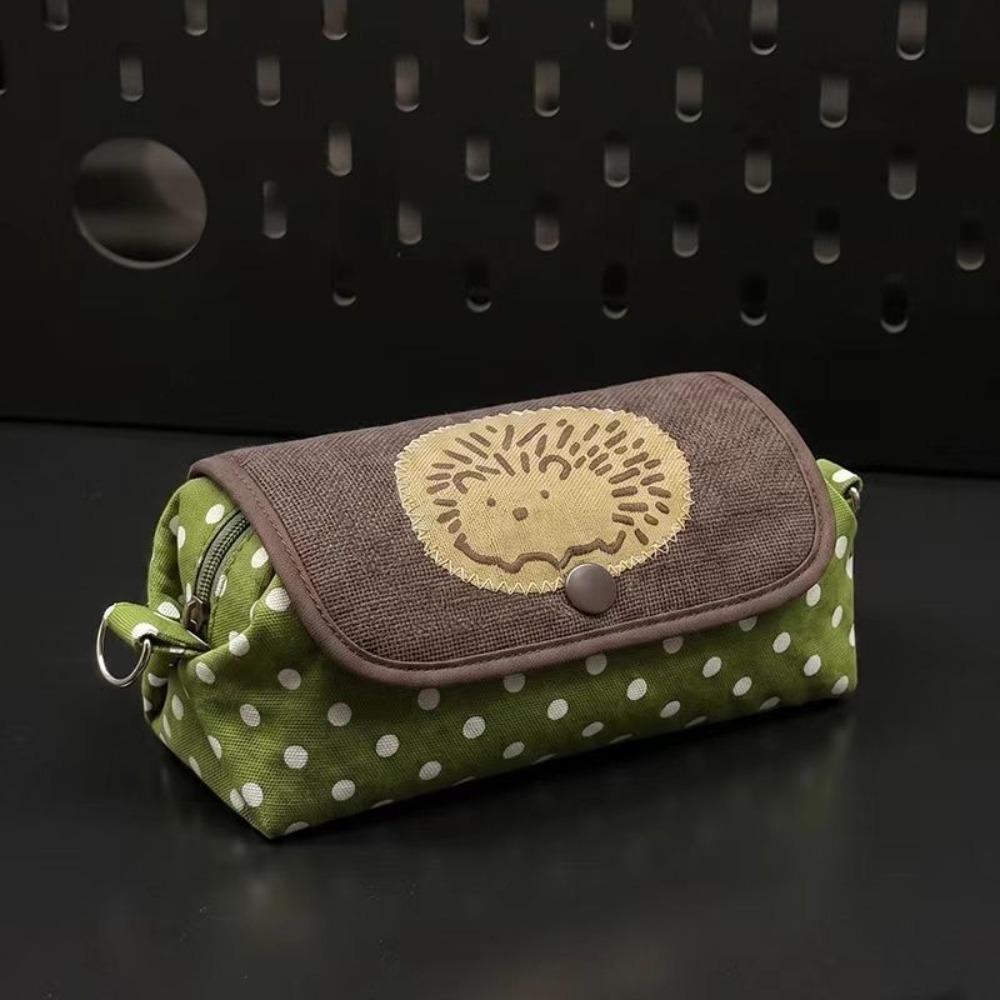 Stain-Resistant Pencil Pouch Hedgehog Pattern Cosmetic Bag Fashion Pen Bag Students