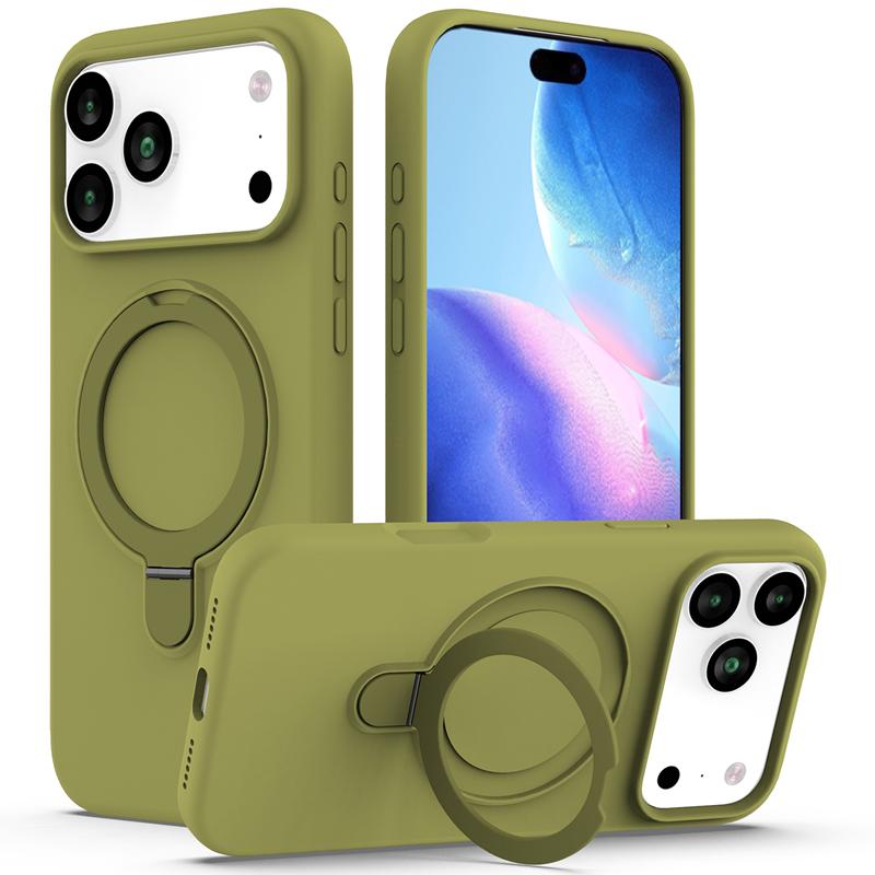 For iPhone 17 Pro Max 17 Air Case Magnetic Liuqid Silicone with Microfiber Lining inside Ring Stand Cover for iPhone17